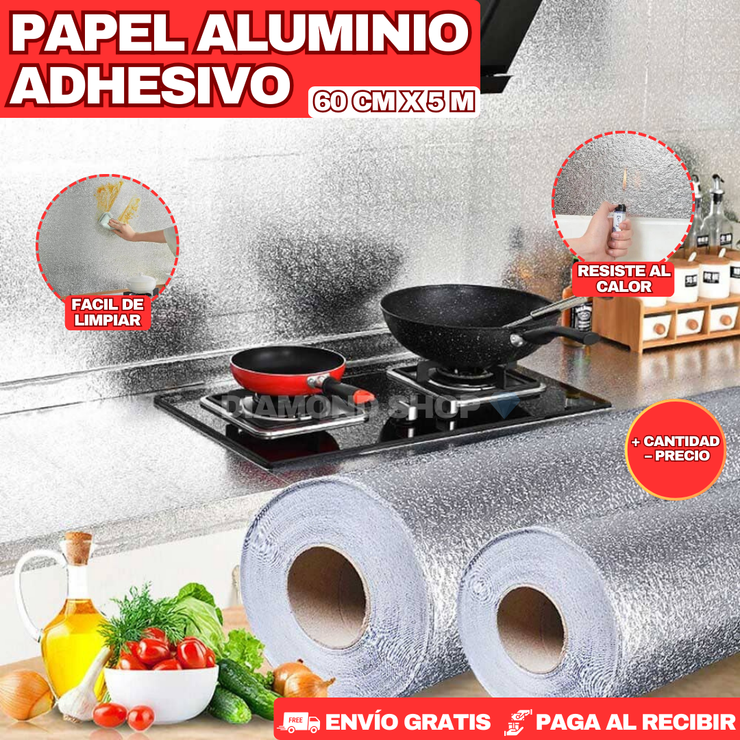 PAPEL ALUMINIO ADHESIVO DE COCINA (5m X 60cm)