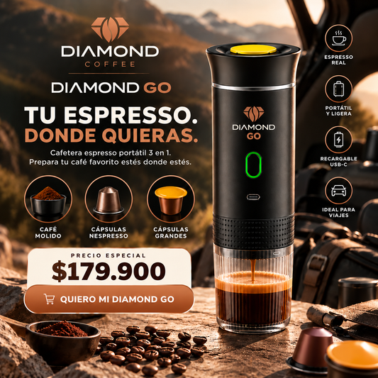 DIAMOND GO® | CAFETERA ESPRESSO PORTÁTIL 3 en 1