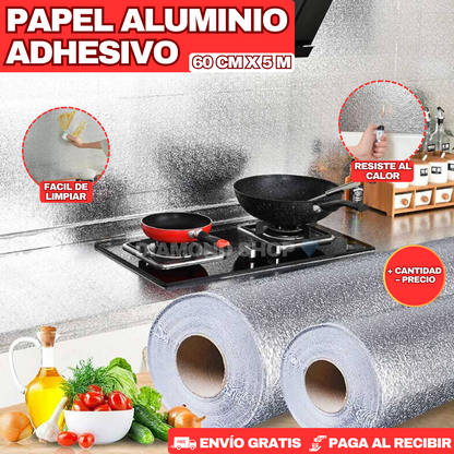 PAPEL ALUMINIO ADHESIVO DE COCINA (5m X 60cm)