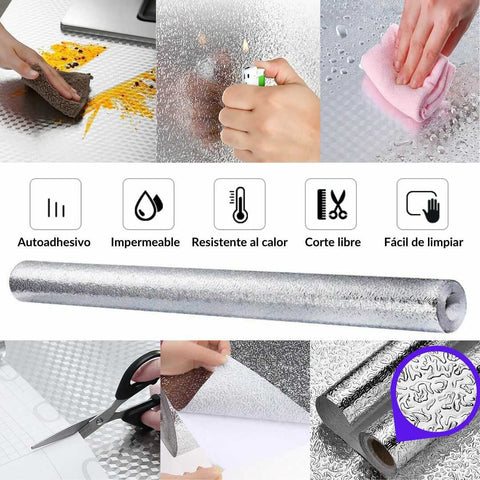 PAPEL ALUMINIO ADHESIVO DE COCINA (5m X 60cm)